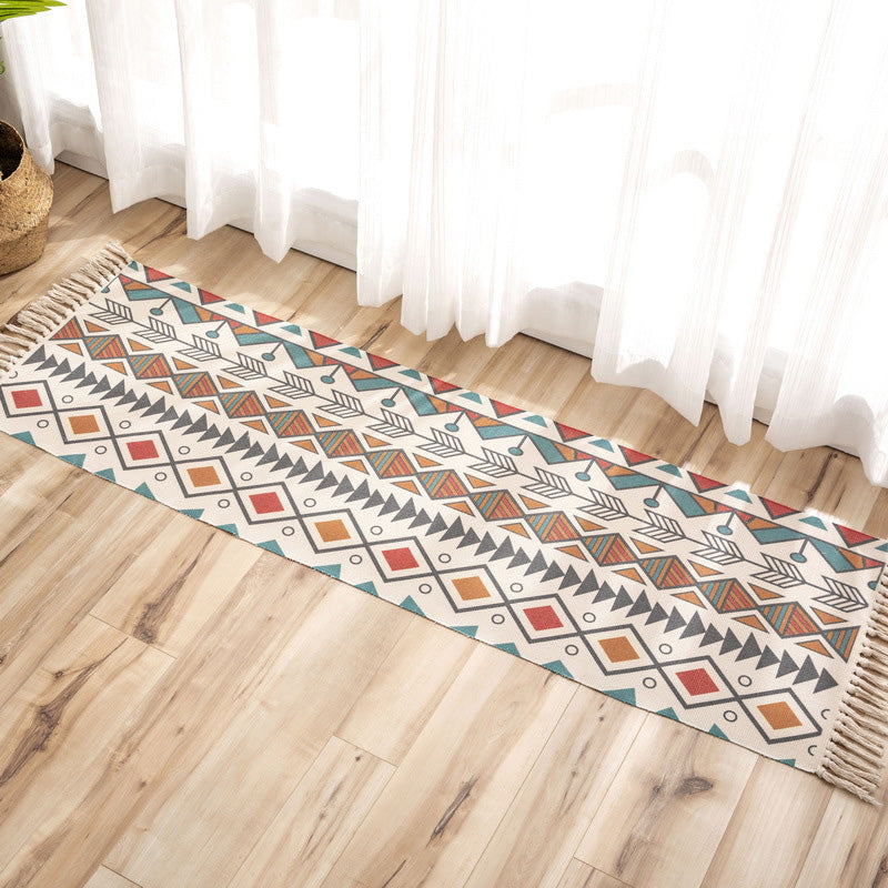 BowLift | Nostalgia Tribal Pattern Rug Multicolored Synthetic Area Rug Pet-Friendly Easy Care Rug with Fringes for Bedroom