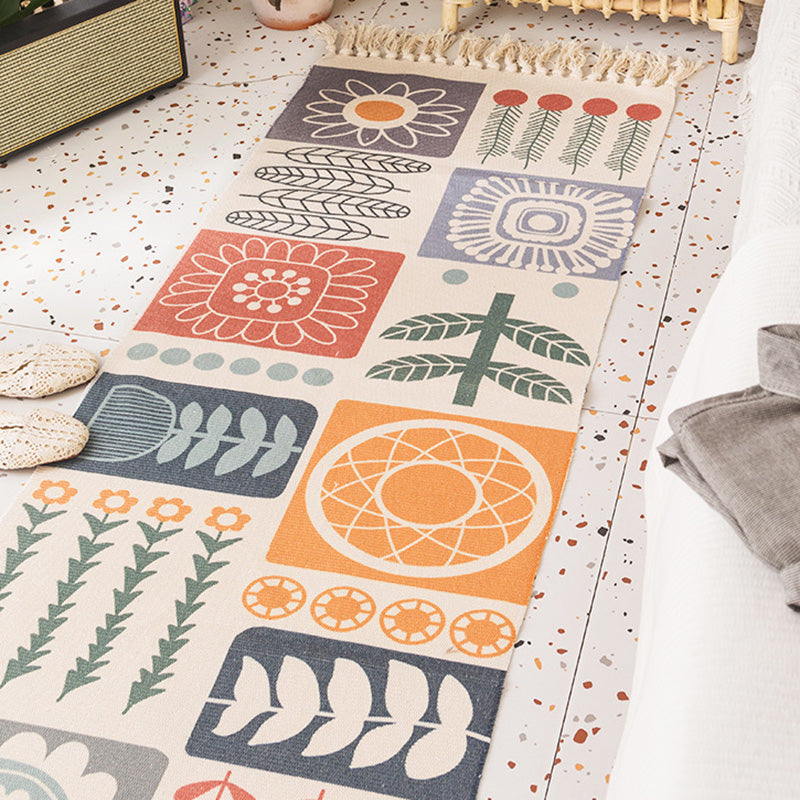 BowLift | Nostalgia Tribal Pattern Rug Multicolored Synthetic Area Rug Pet-Friendly Easy Care Rug with Fringes for Bedroom