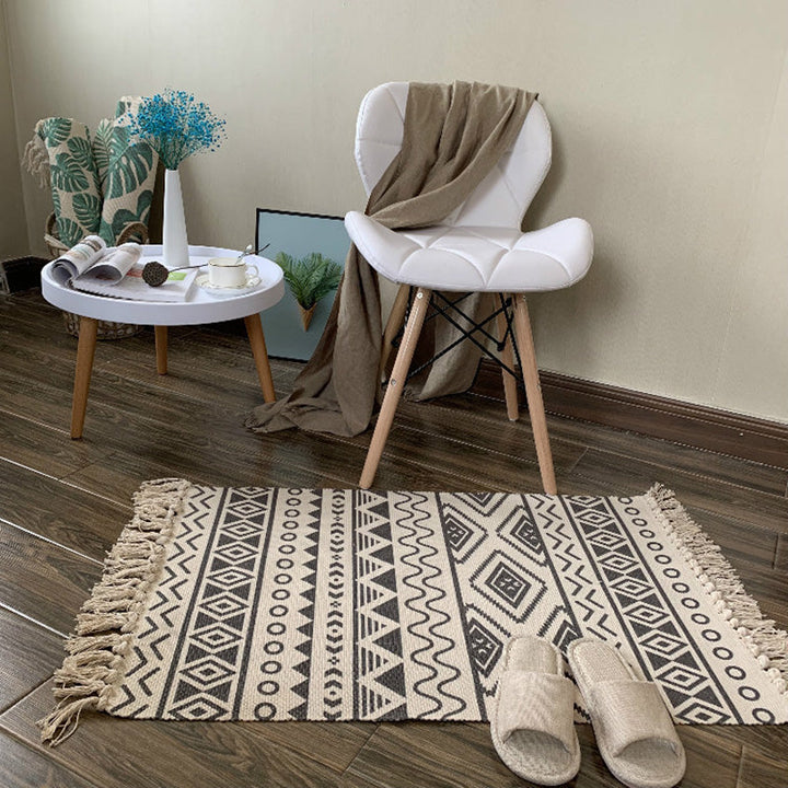 BowLift | Western Bedroom Rug Multicolored Tribal Geo Rug Cotton Blend Easy Care Washable Area Rug with Fringe