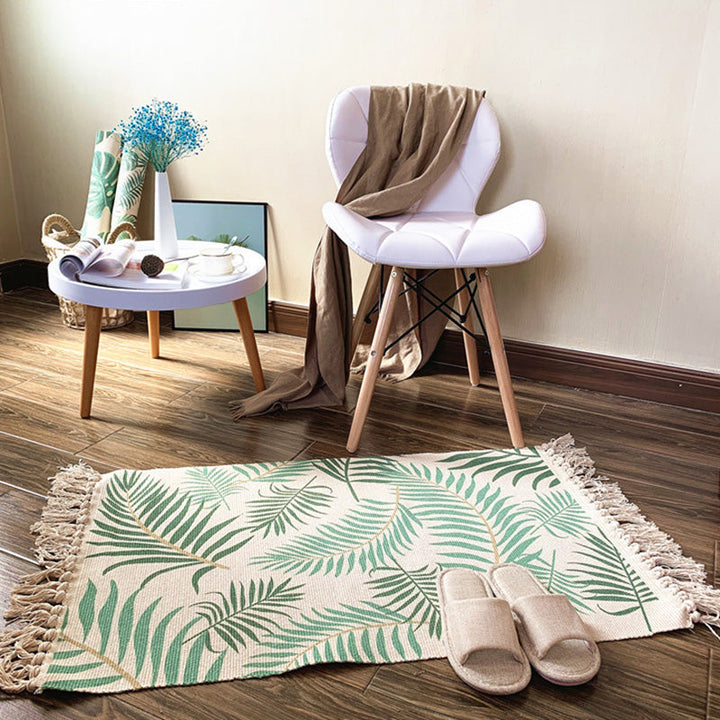 Western Bedroom Rug Multicolored Tribal Geo Rug Cotton Blend Easy Care Washable Rug with Fringes | Bowlift