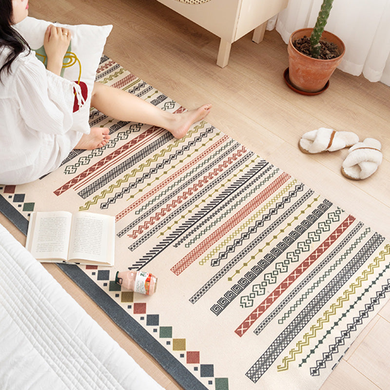 Southwest Bedroom Rug Multicolor Tribal Pattern Area Rug Cotton Blend Machine Washable Stain Resistant Rug | Bowlift