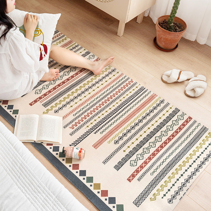 Southwest Bedroom Rug Multicolor Tribal Pattern Area Rug Cotton Blend Machine Washable Stain Resistant Rug | Bowlift