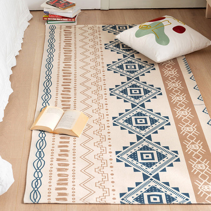 BowLift | Southwest Bedroom Carpet Multi Color Tribal Pattern Area Rug Cotton Blend Machine Washable Stain Resistant Rug