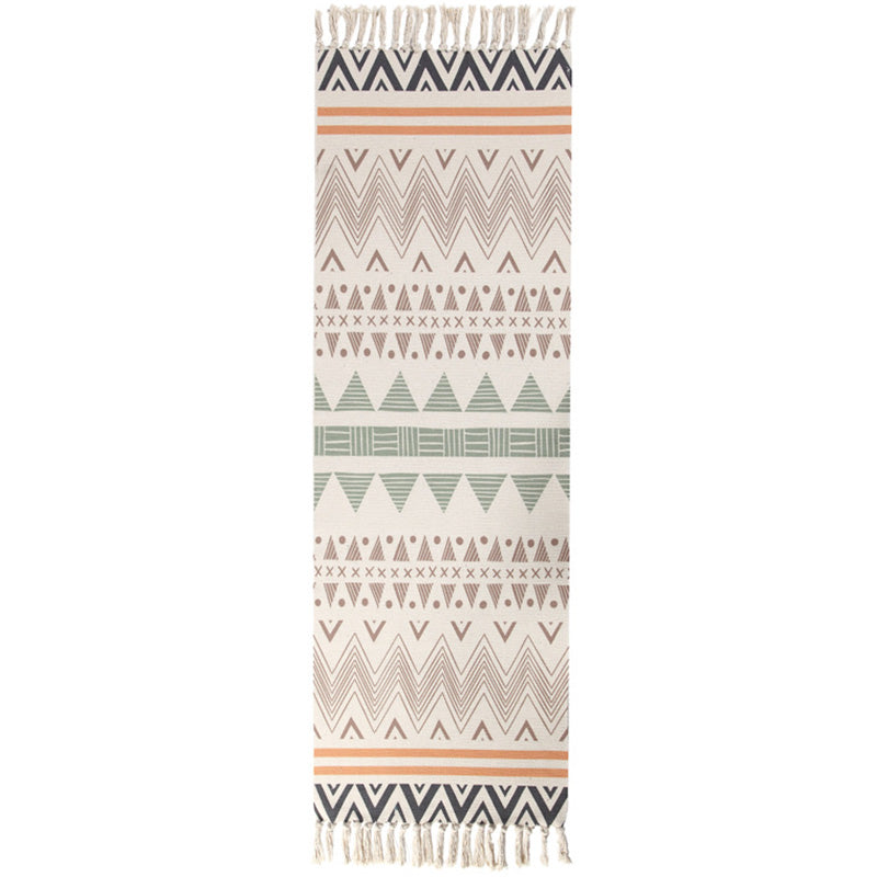 BowLift | Moroccan Rug Multicolored Tribe Totem Rug Cotton Blend Washable Handcrafted Rug with Fringes