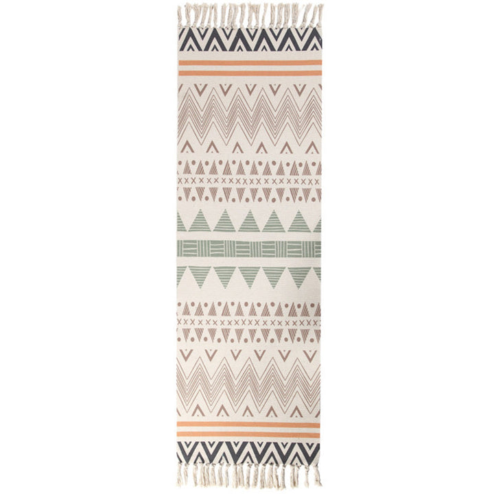 BowLift | Moroccan Rug Multicolored Tribe Totem Rug Cotton Blend Washable Handcrafted Rug with Fringes