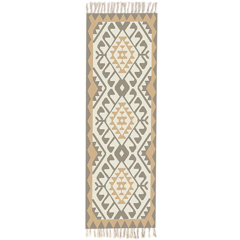 BowLift | Moroccan Rug Multicolored Tribe Totem Rug Cotton Blend Washable Handcrafted Rug with Fringes