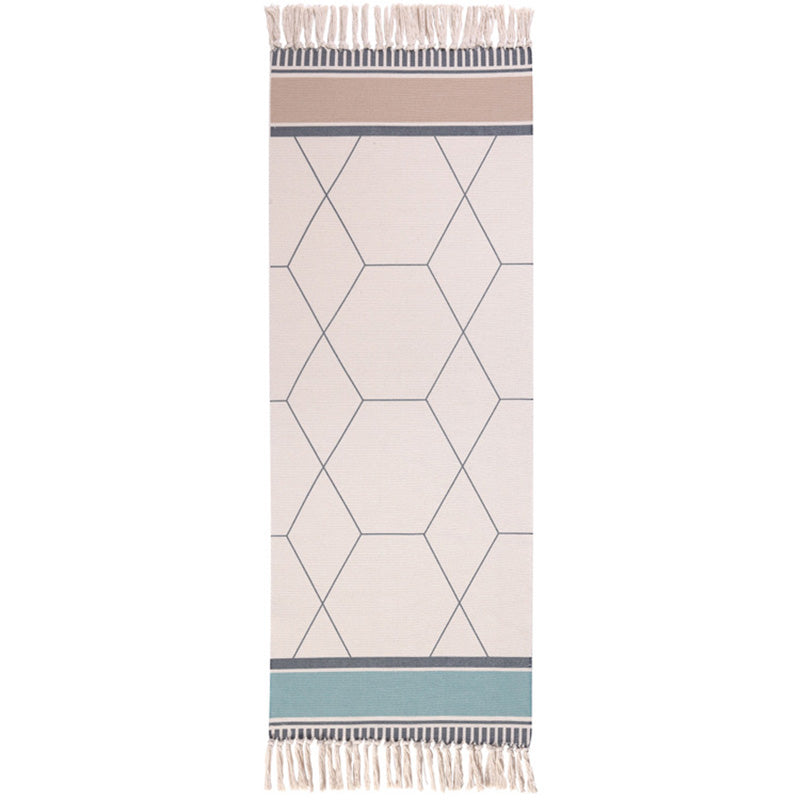 BowLift | Moroccan Rug Multicolored Tribe Totem Rug Cotton Blend Washable Handcrafted Rug with Fringes
