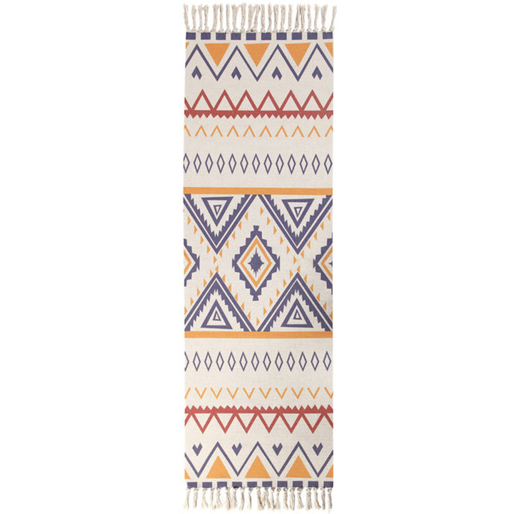 BowLift | Moroccan Rug Multicolored Tribe Totem Rug Cotton Blend Washable Handcrafted Rug with Fringes
