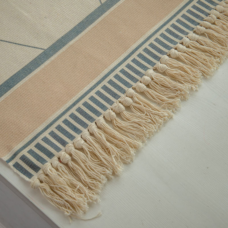 BowLift | Moroccan Rug Multicolored Tribe Totem Rug Cotton Blend Washable Handcrafted Rug with Fringes