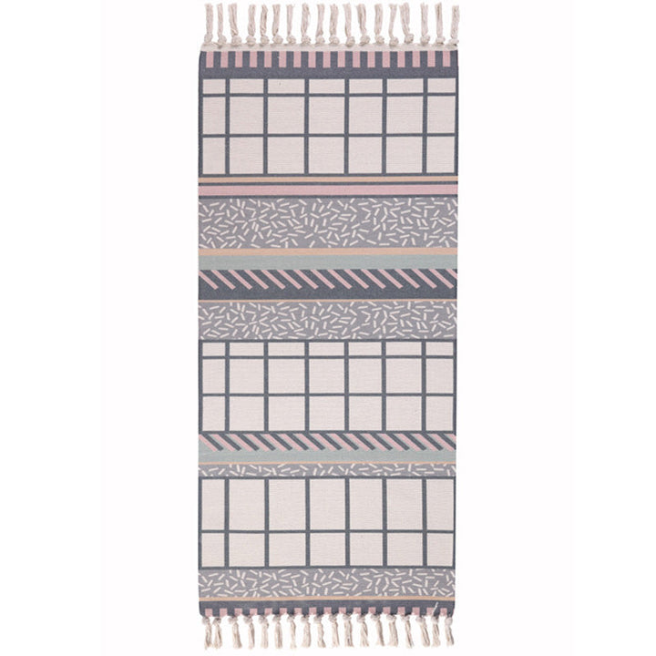 BowLift | Moroccan Rug Multicolored Tribe Totem Rug Cotton Blend Washable Handcrafted Rug with Fringes