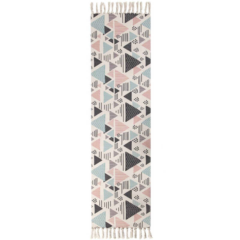 BowLift | Moroccan Rug Multicolored Tribe Totem Rug Cotton Blend Washable Handcrafted Rug with Fringes