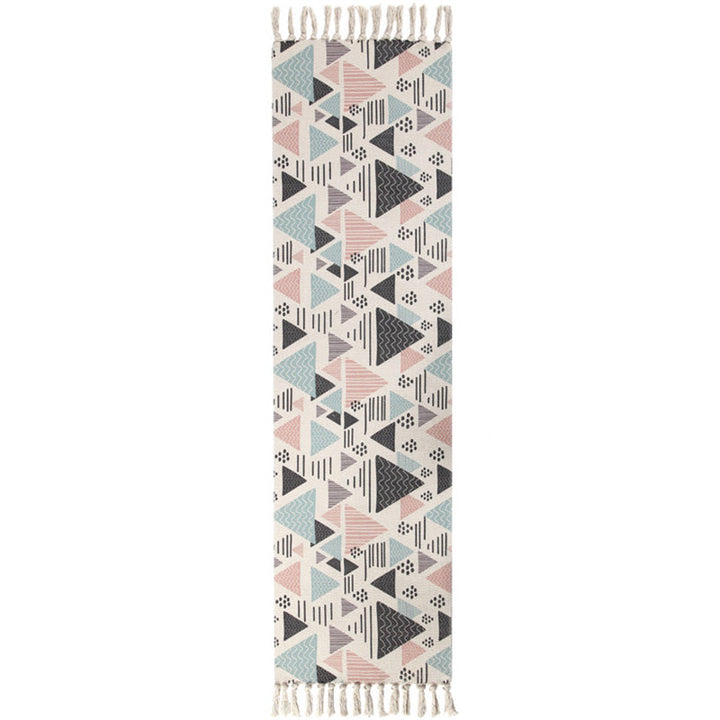 BowLift | Moroccan Rug Multicolored Tribe Totem Rug Cotton Blend Washable Handcrafted Rug with Fringes