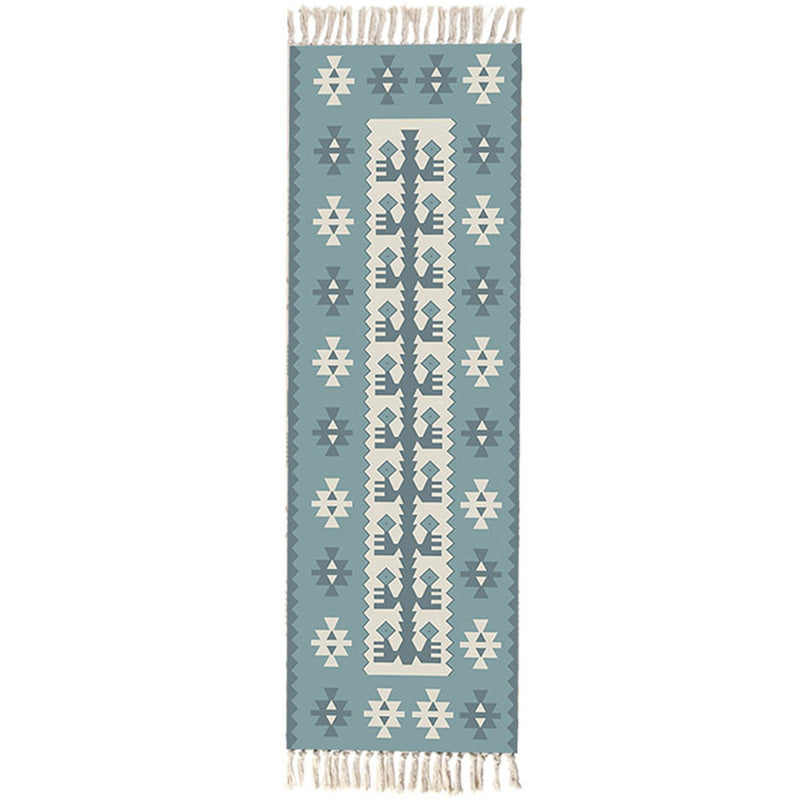 BowLift | Moroccan Rug Multicolored Tribe Totem Rug Cotton Blend Washable Handcrafted Rug with Fringes