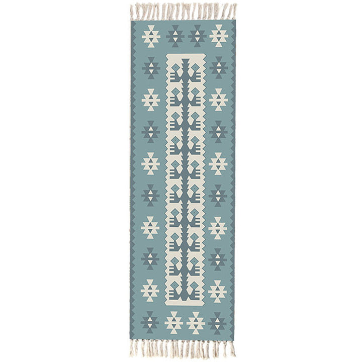 BowLift | Moroccan Rug Multicolored Tribe Totem Rug Cotton Blend Washable Handcrafted Rug with Fringes