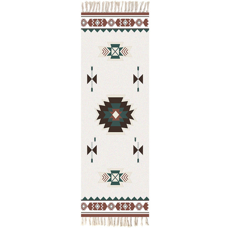 BowLift | Moroccan Rug Multicolored Tribe Totem Rug Cotton Blend Washable Handcrafted Rug with Fringes