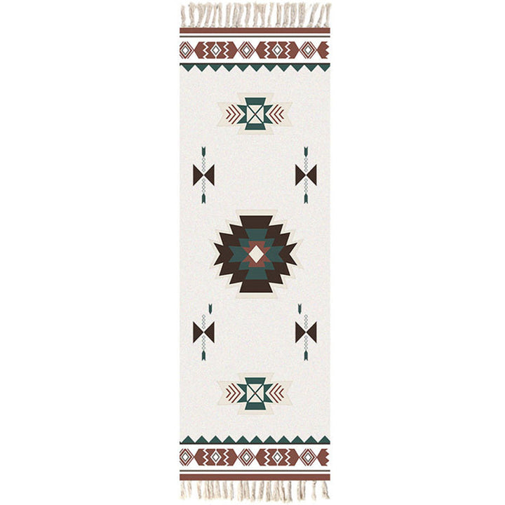 BowLift | Moroccan Rug Multicolored Tribe Totem Rug Cotton Blend Washable Handcrafted Rug with Fringes