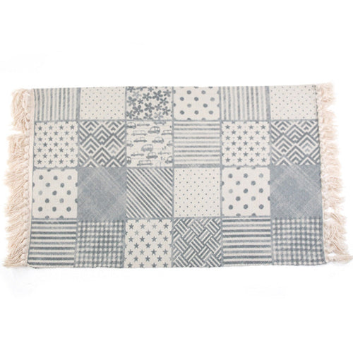 BowLift | Retro Bedroom Rug Multicolored Geometric Print Area Rug Fabric Machine Washable Carpet with Fringe