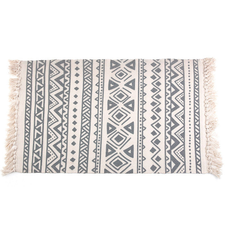 BowLift | Retro Bedroom Rug Multicolored Geometric Print Area Rug Fabric Machine Washable Carpet with Fringe