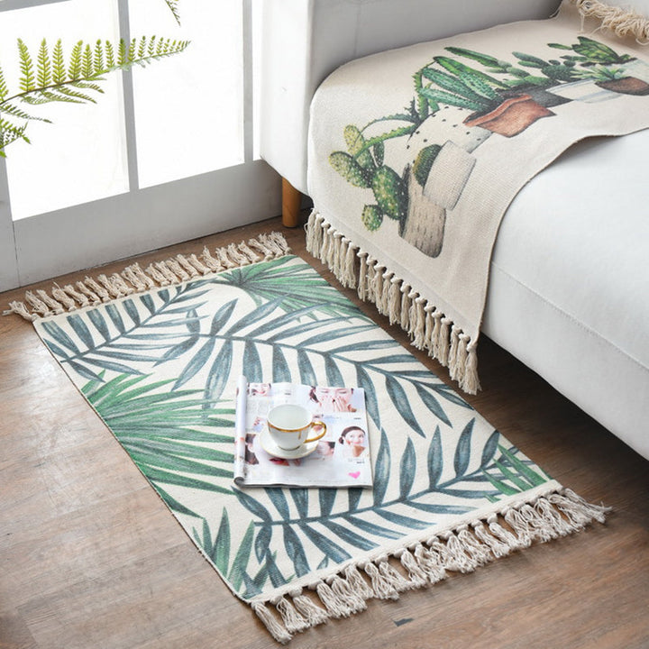 Westerner Bedroom Rug Multicolored Geometric Print Rug Cotton Blend Machine Washable Easy-Care Rug with Fringes | Bowlift