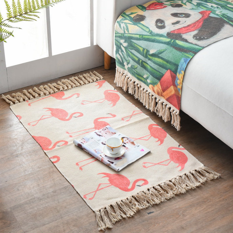 Westerner Bedroom Rug Multicolored Geometric Print Rug Cotton Blend Machine Washable Easy-Care Rug with Fringes | Bowlift