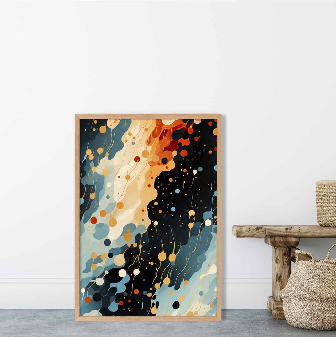Abstract Fluid Art Print Blue Orange and Red No. 2 | Bowlift