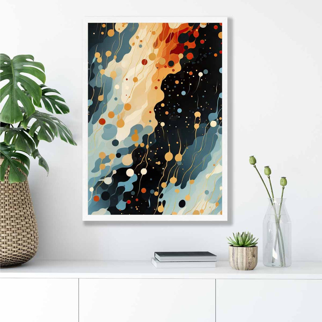 Abstract Fluid Art Print Blue Orange and Red No. 2 | Bowlift