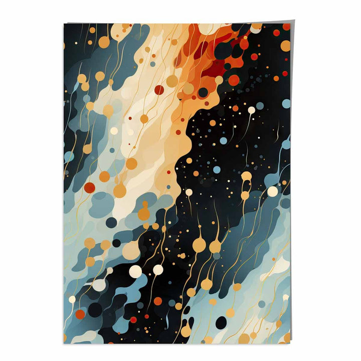 Abstract Fluid Art Print Blue Orange and Red No. 2 | Bowlift