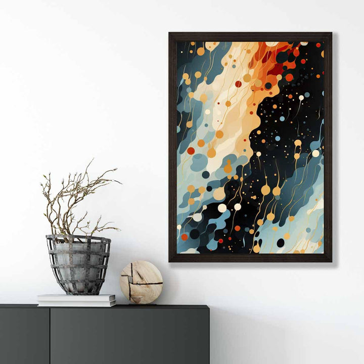 Abstract Fluid Art Print Blue Orange and Red No. 2 | Bowlift