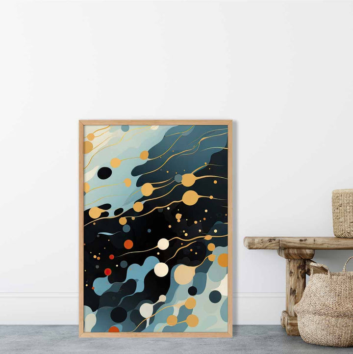 Abstract Liquid Art Print Blue Orange and Red No. 3 | Bowlift