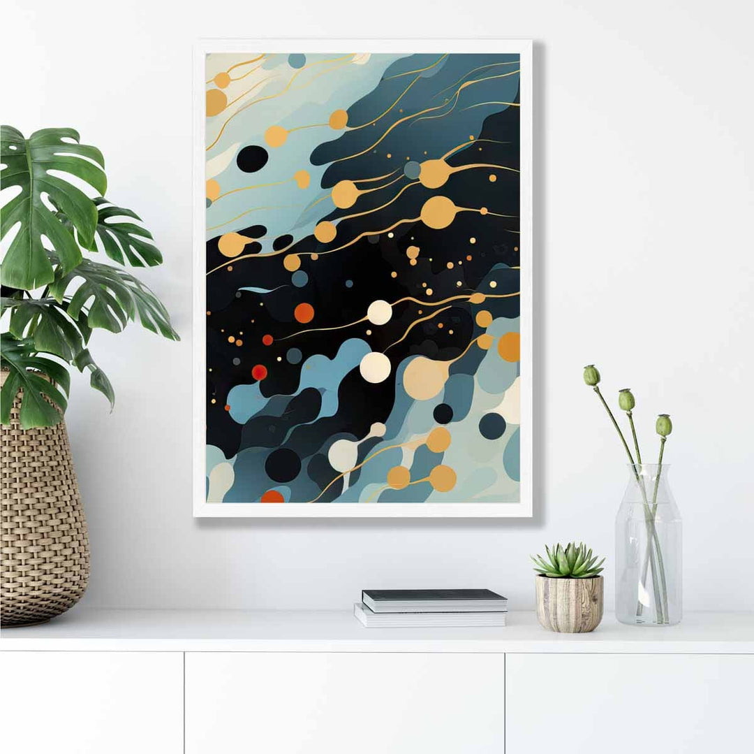 Abstract Liquid Art Print Blue Orange and Red No. 3 | Bowlift