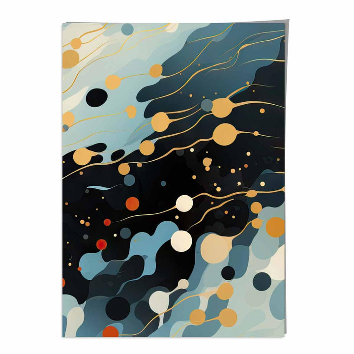 Abstract Liquid Art Print Blue Orange and Red No. 3 | Bowlift