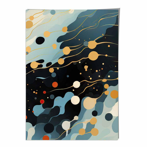 Abstract Liquid Art Print Blue Orange and Red No. 3 | Bowlift