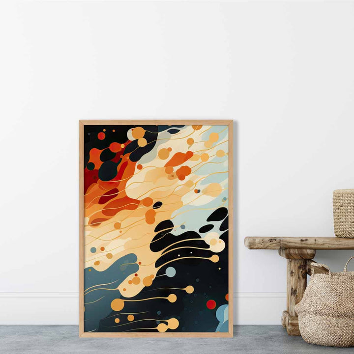 Abstract Liquid Art Print Blue Orange and Red No. 5 | Bowlift