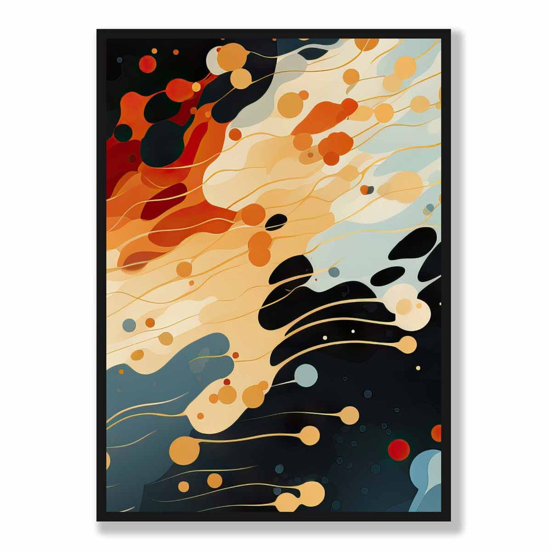 Abstract Liquid Art Print Blue Orange and Red No. 5 | Bowlift