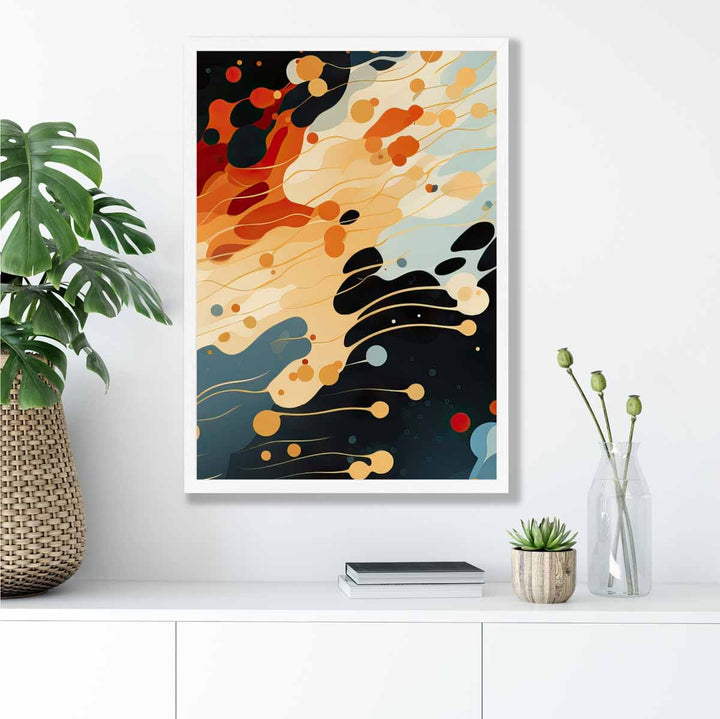 Abstract Liquid Art Print Blue Orange and Red No. 5 | Bowlift
