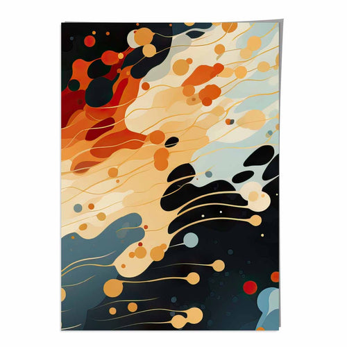 Abstract Liquid Art Print Blue Orange and Red No. 5 | Bowlift