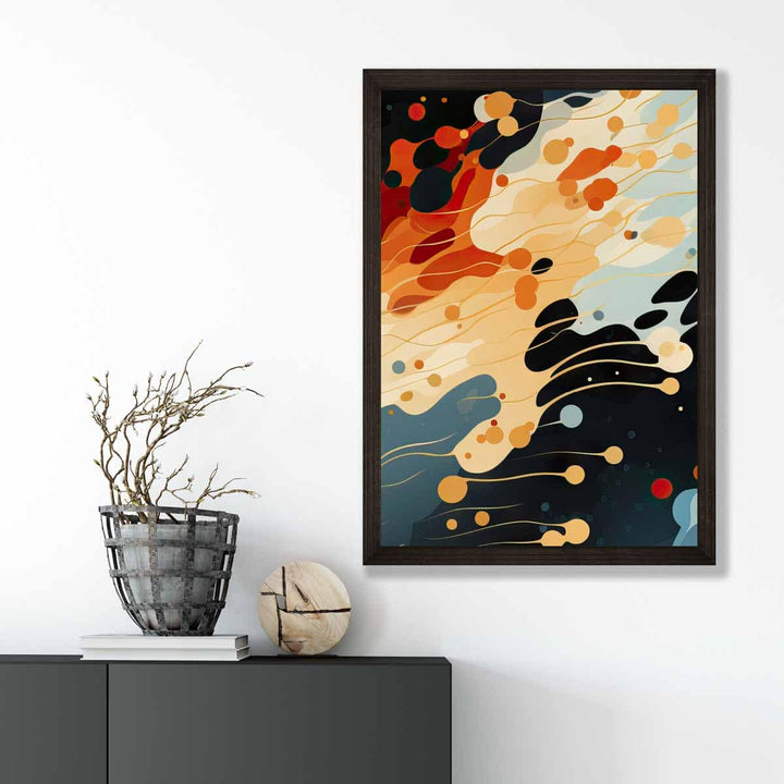 Abstract Liquid Art Print Blue Orange and Red No. 5 | Bowlift