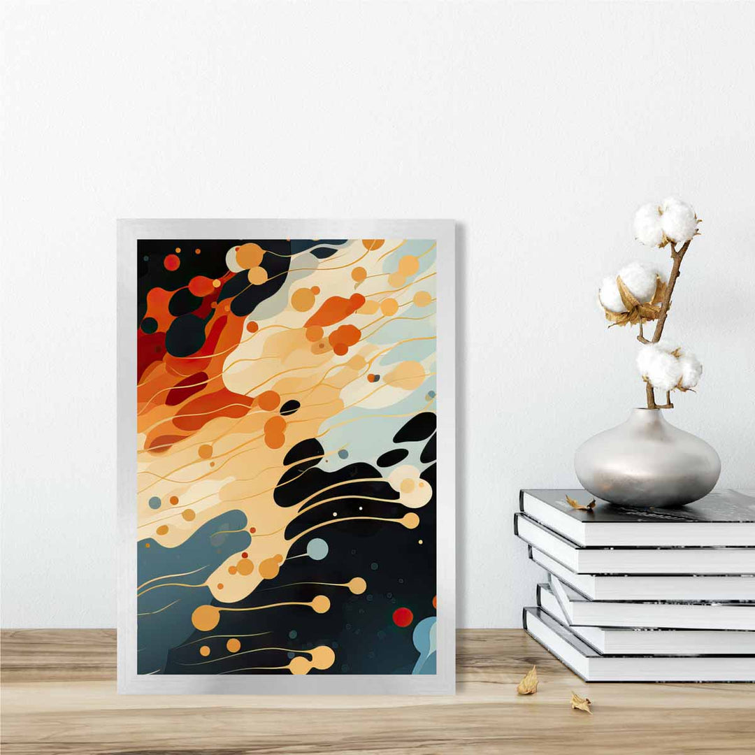 Abstract Liquid Art Print Blue Orange and Red No. 5 | Bowlift