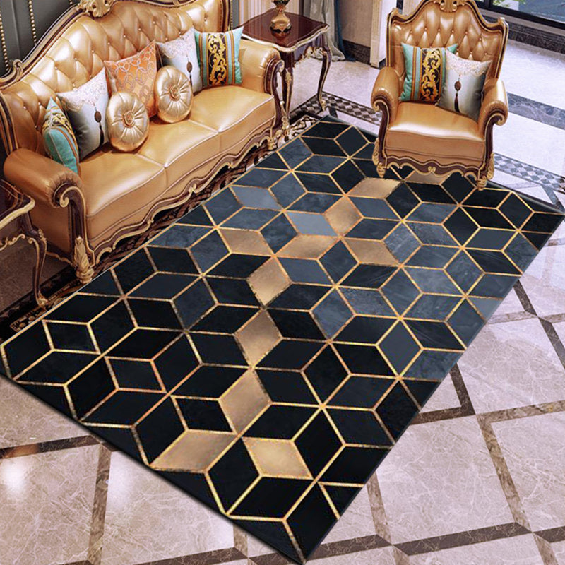 BowLift | Contemporary Area Rug Multi-colored Geo Printed Carpet Synthetic Non-slip Machine Washable Rug