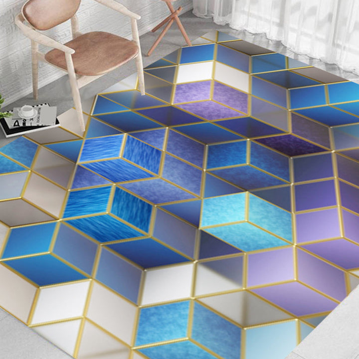 BowLift | Contemporary Area Rug Multi-colored Geo Printed Carpet Synthetic Non-slip Machine Washable Rug