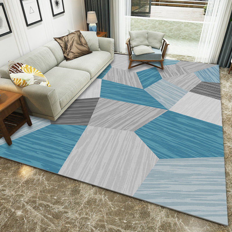 BowLift | Contemporary Area Rug Multi-colored Geo Printed Carpet Synthetic Non-slip Machine Washable Rug