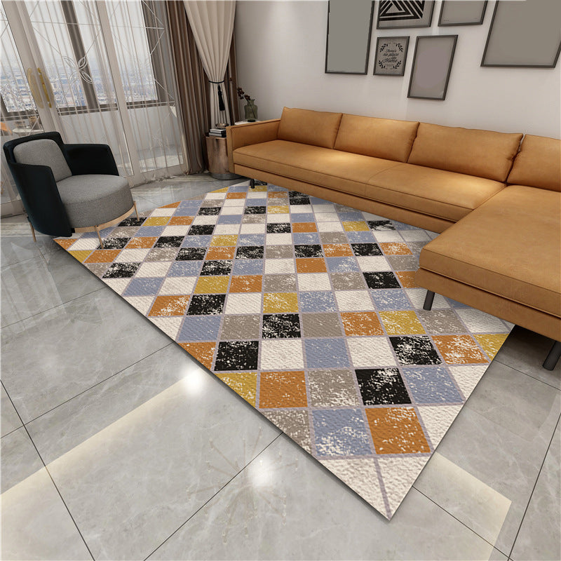 BowLift | Contemporary Area Rug Multi-colored Geo Printed Carpet Synthetic Non-slip Machine Washable Rug