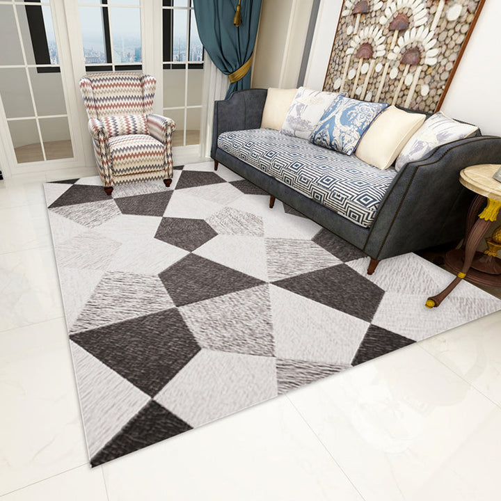 BowLift | Contemporary Area Rug Multi-colored Geo Printed Carpet Synthetic Non-slip Machine Washable Rug
