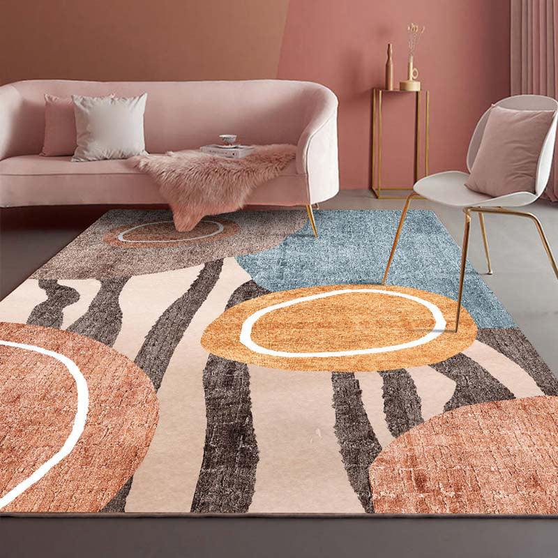 BowLift | Novelty Abstract Printed Carpet Multi Colored Cotton Blend Area Rug Easy Maintenance Non-Slip Backing Carpet for Living Room