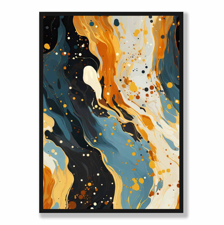 Abstract Painting Fluid Art Print Blue Orange and Beige No. 1 | Bowlift