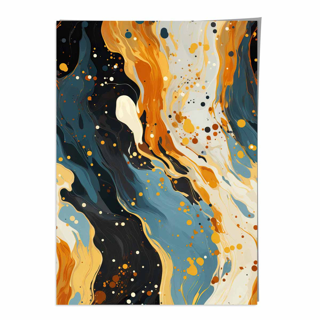 Abstract Painting Fluid Art Print Blue Orange and Beige No. 1 | Bowlift