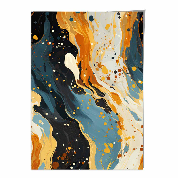 Abstract Painting Fluid Art Print Blue Orange and Beige No. 1 | Bowlift