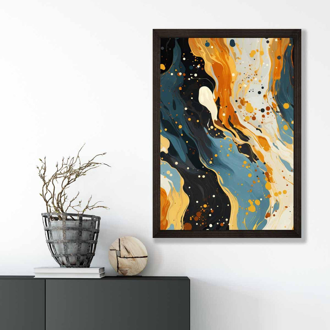 Abstract Painting Fluid Art Print Blue Orange and Beige No. 1 | Bowlift