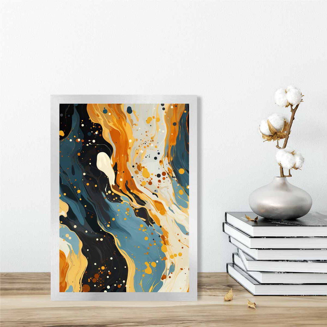 Abstract Painting Fluid Art Print Blue Orange and Beige No. 1 | Bowlift
