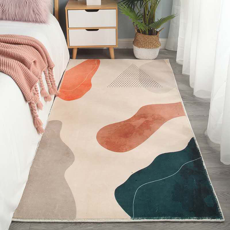BowLift | Relaxing abstract printed rug multicolored lambswool rug non-slip backing pet-friendly washable rug for rooms
